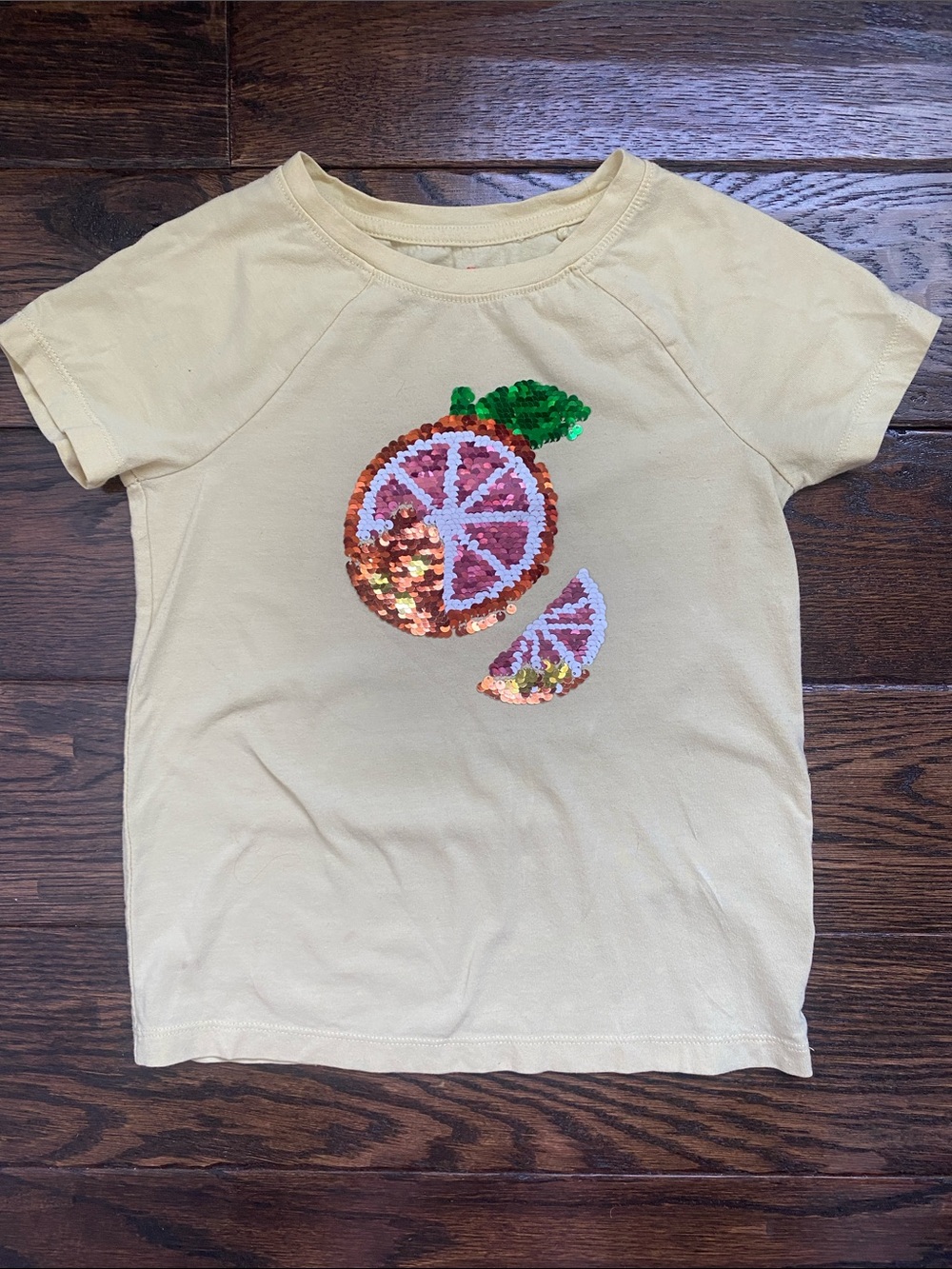 Yellow Sequin Tee with Citrus Flip